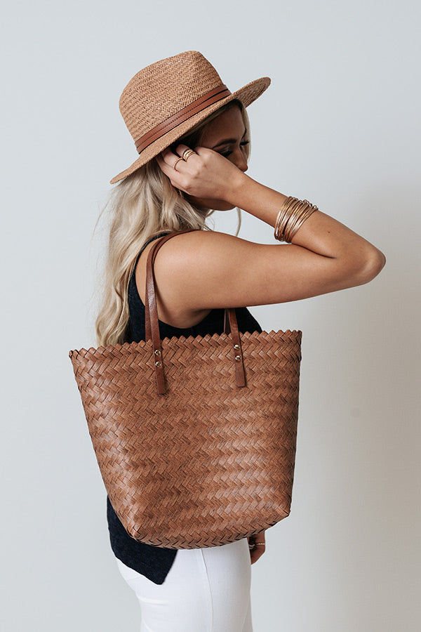 Mystical Charm Woven Tote In Brown Image - 3