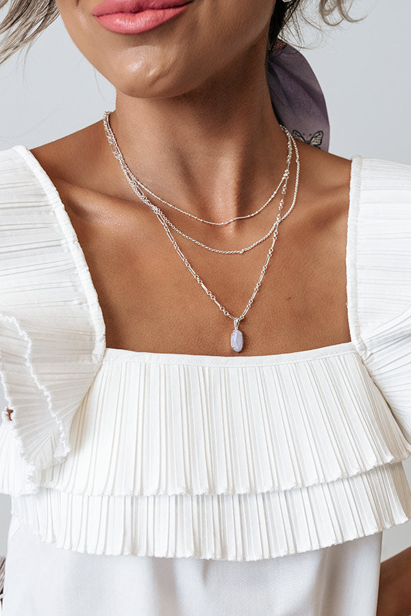 Kendra Scott Elisa Silver Triple Strand Necklace In Matte Iridescent Lilac Glass Image - 1