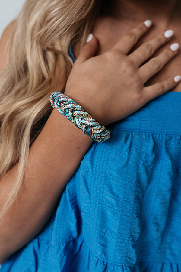 Kendra Scott Masie Gold Corded Friendship Bracelet In Mint Mix Paracord Image - 2