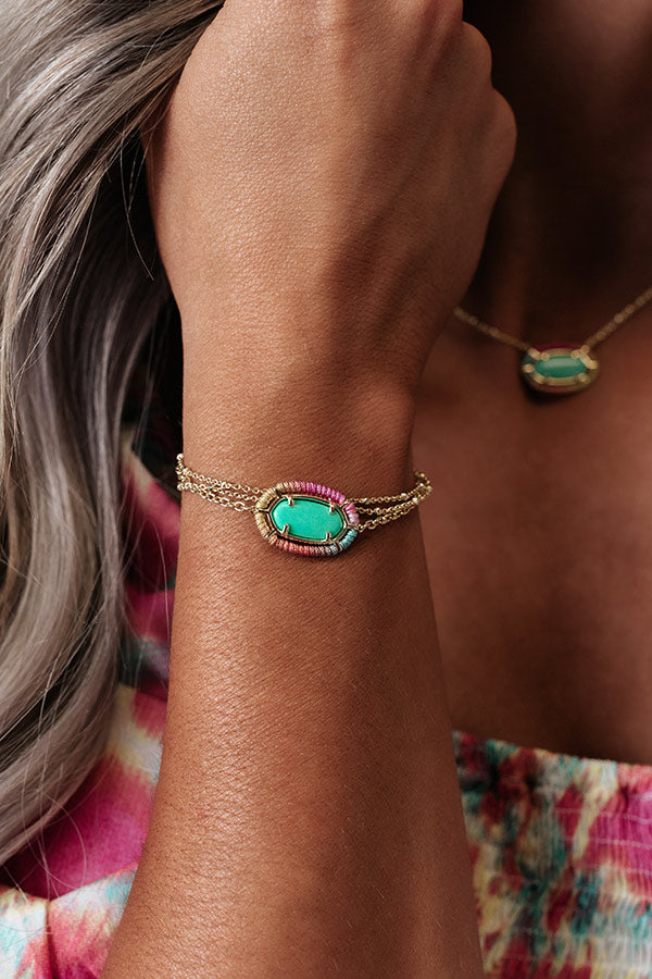 Kendra Scott Threaded Elaina Gold Multi Strand Bracelet In Mint Magnesite Image - 2