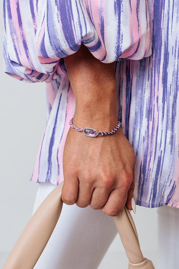 Kendra Scott Elaina Silver Braided Friendship Bracelet in Lilac Abalone Image - 3