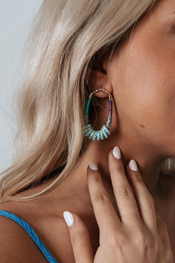 Kendra Scott Masie Gold Open Frame Earrings In Mint Mix Paracord Image - 2
