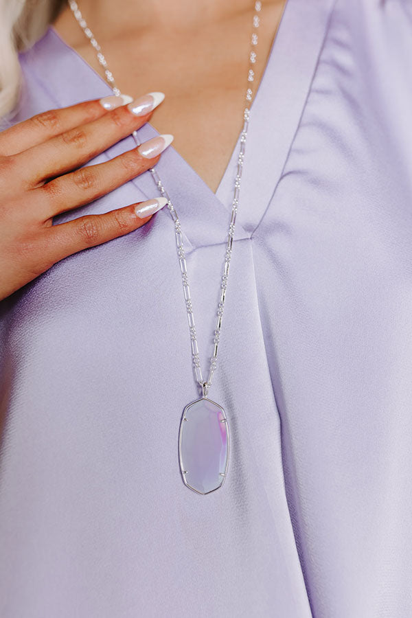 Kendra Scott Faceted Reid Long Pendant Necklace in Matte Iridescent Lilac Glass Image - 2