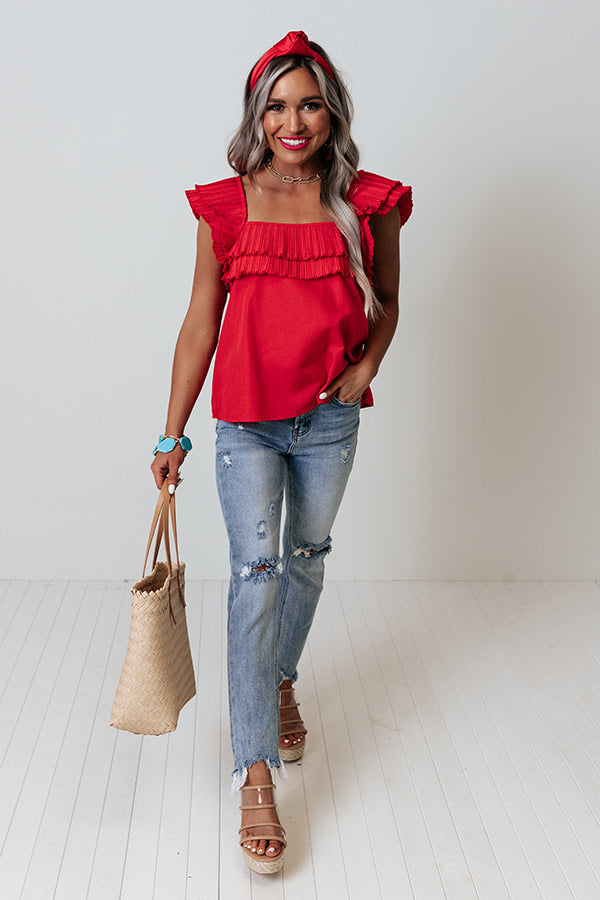Editorial Moment Shift Top In Red Image - 3