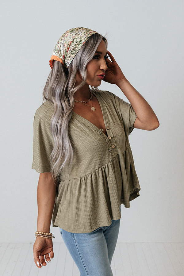 Hit The Spot Shift Top In Sage Image - 3
