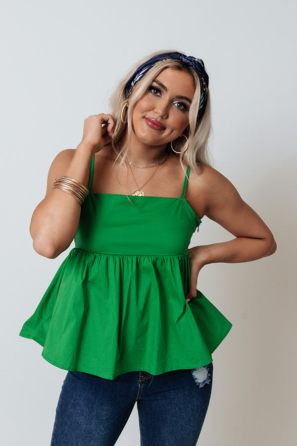 Lovely Story Babydoll Tank In Kelly Green Image - 3