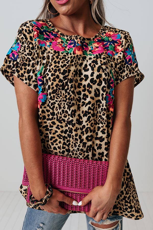 Learn To Love Embroidered Leopard Top Image - 4