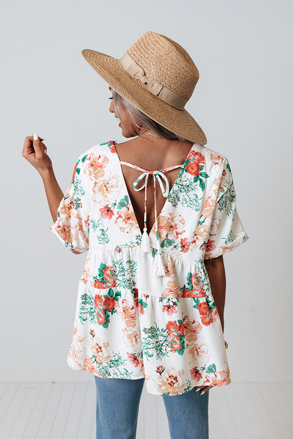 Say It Sweetly Floral Babydoll Top In White Image - 4