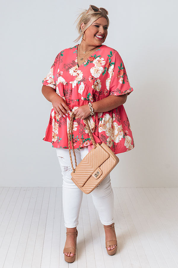 Say It Sweetly Floral Babydoll Top In Pink Curves Image - 2