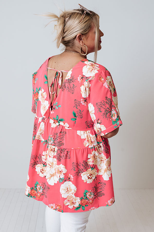 Say It Sweetly Floral Babydoll Top In Pink Curves Image - 4