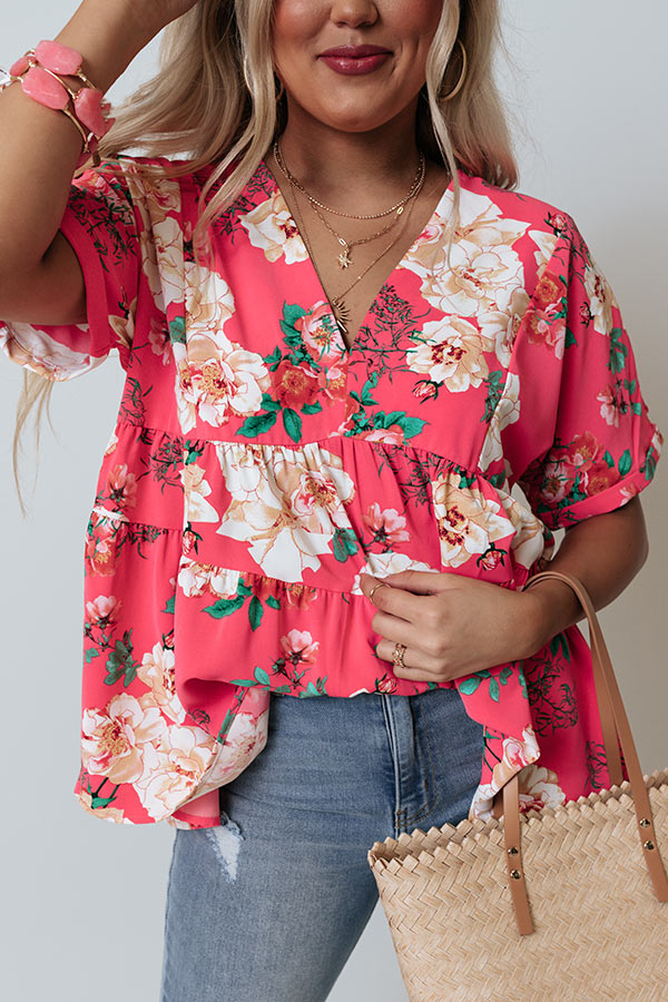 Say It Sweetly Floral Babydoll Top In Pink Image - 3