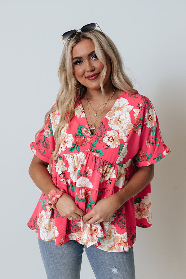 Say It Sweetly Floral Babydoll Top In Pink Image - 1