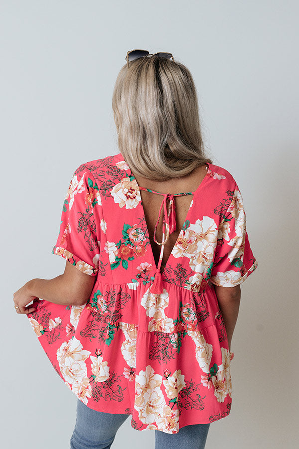 Say It Sweetly Floral Babydoll Top In Pink Image - 4