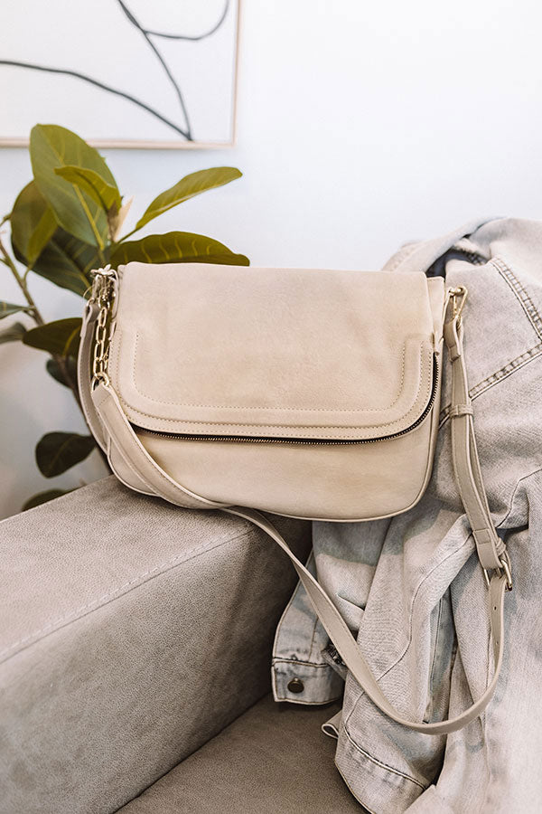 Destination Obsessed Faux Leather Crossbody In Warm Taupe Image - 3