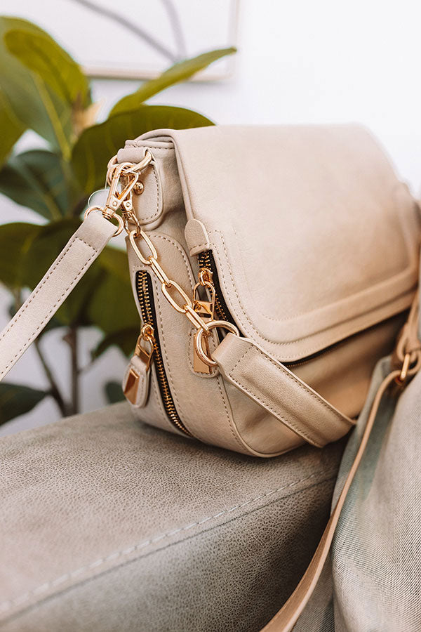 Destination Obsessed Faux Leather Crossbody In Warm Taupe Image - 4