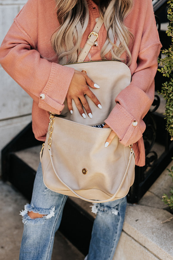 Destination Obsessed Faux Leather Crossbody In Warm Taupe Image - 2