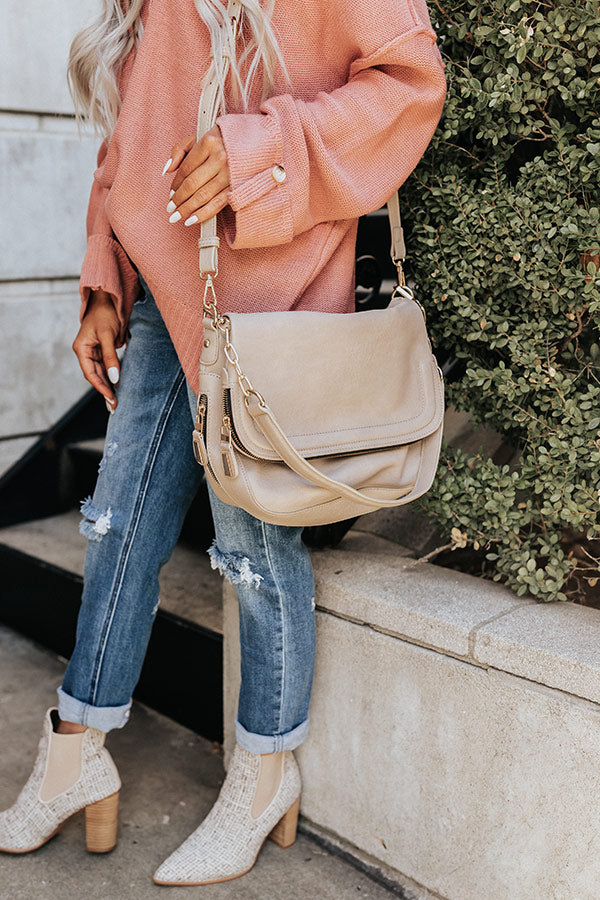Destination Obsessed Faux Leather Crossbody In Warm Taupe Image - 1