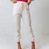 Broadcasting Live High Waist Joggers In Cream Image - 1