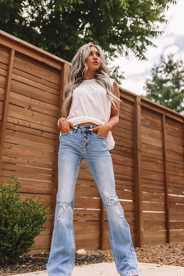 KanCan The Nikky Midrise Distressed Petite Flare Image - 1