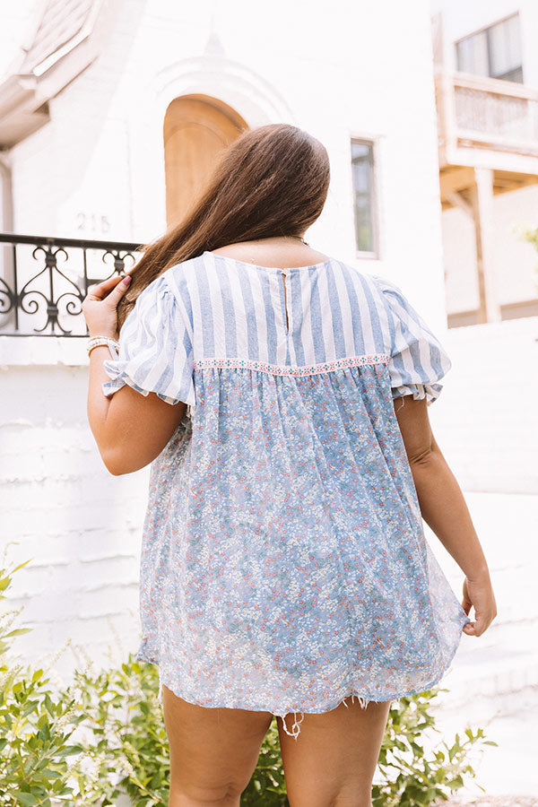 Southern Flair Floral Top In Sky Blue   Curves Image - 4