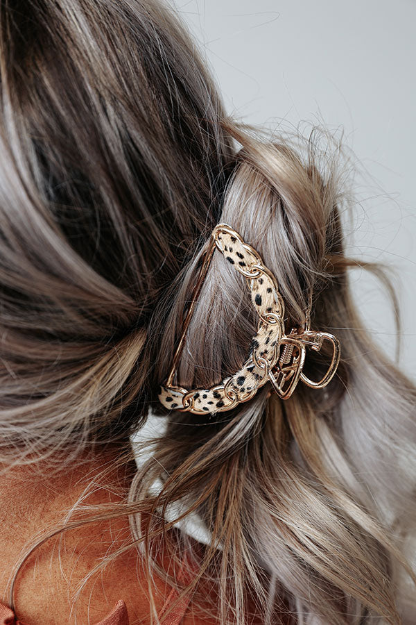 Chardonnay Babe Hair Claw In Tan Cheetah Image - 2