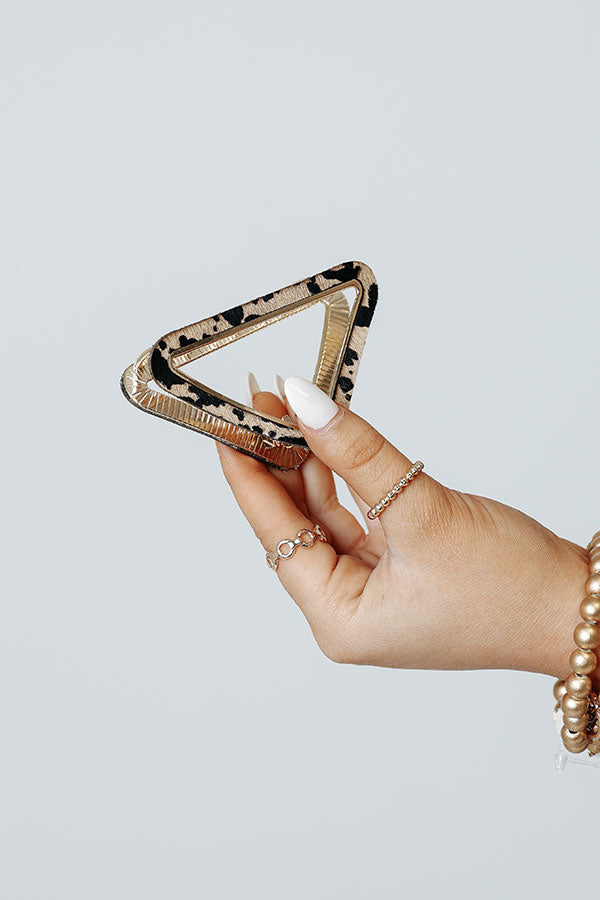 Drop The Mic Hair Claw In Brown Cow Print Image - 3