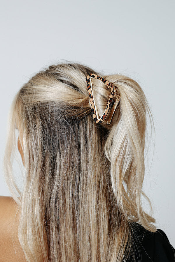 Drop The Mic Hair Claw In Brown Leopard