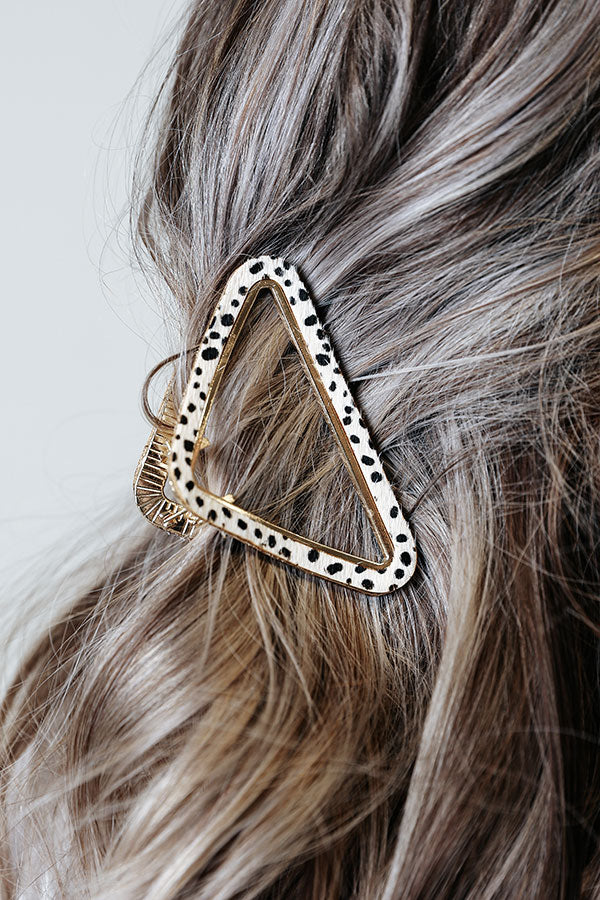 Drop The Mic Hair Claw In White Cheetah Image - 1
