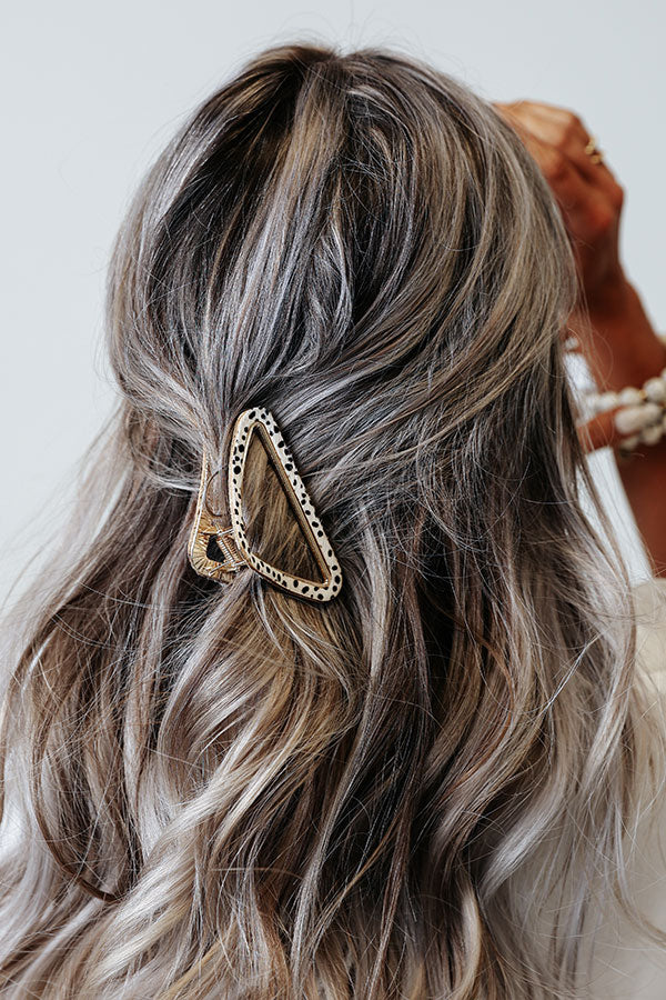 Drop The Mic Hair Claw In White Cheetah Image - 2