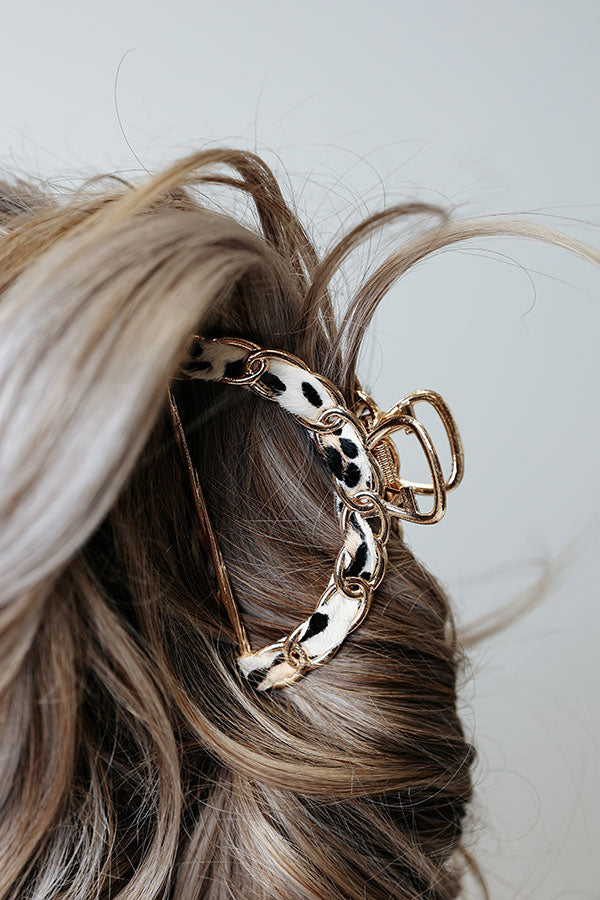 Chardonnay Babe Hair Claw In White Leopard