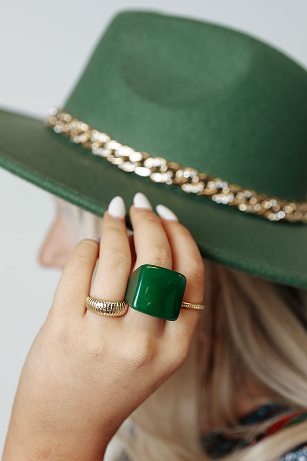 Cue The Calm Ring In Hunter Green Image - 1
