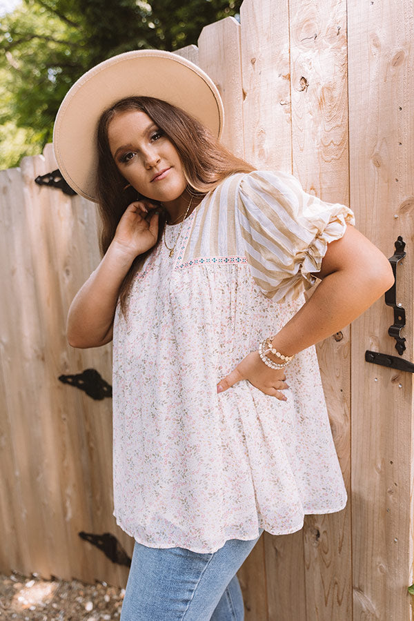 Southern Flair Floral Top In Cream   Curves Image - 3