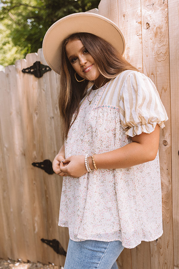 Southern Flair Floral Top In Cream   Curves Image - 5