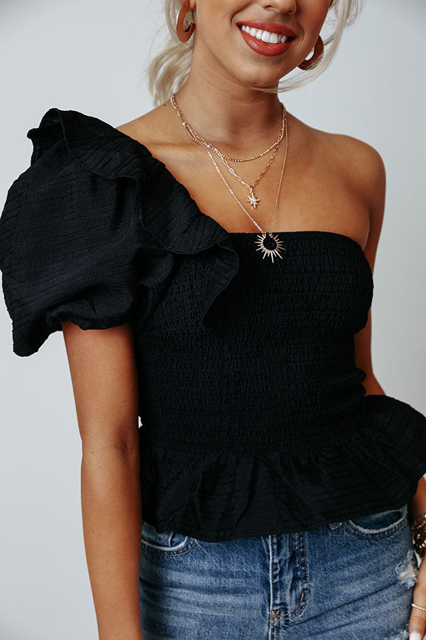 Simply Radiant Smocked Top In Black Image - 4