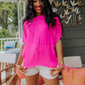 Champagne Craving Satin Shift Top In Fuchsia Image - 1