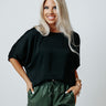 Champagne Craving Satin Shift Top In Black Image - 1