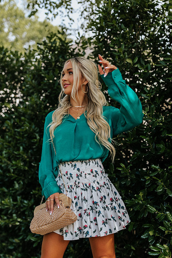 Effortless Success Satin Shift Top In Green