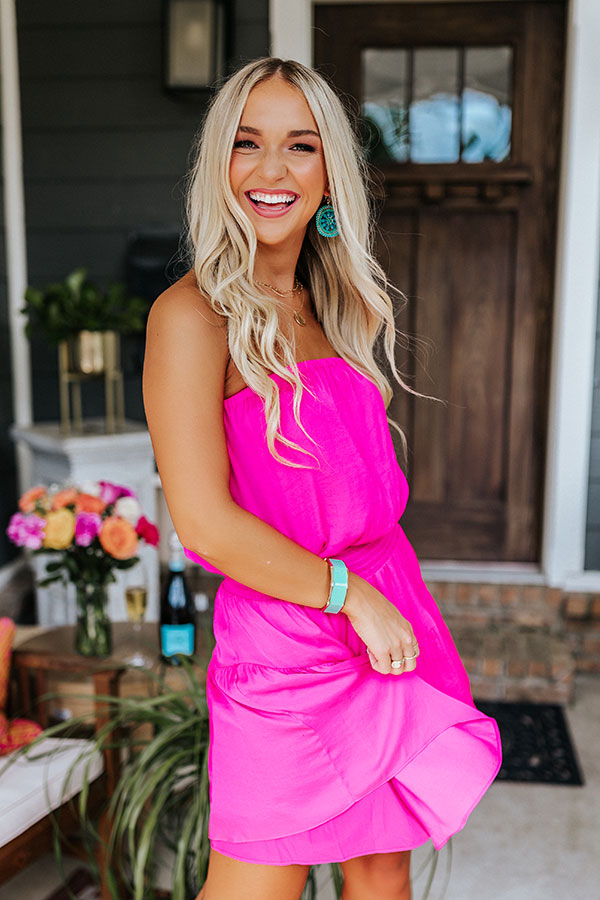 Bring On The Fun Satin Dress In Fuchsia