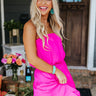 Bring On The Fun Satin Dress In Fuchsia Image - 1