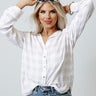 True Intention Button Up Top In Iced Latte Image - 1