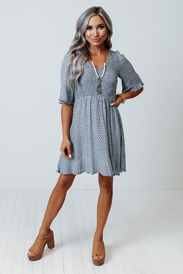 Style Stash Smocked Dress In Navy