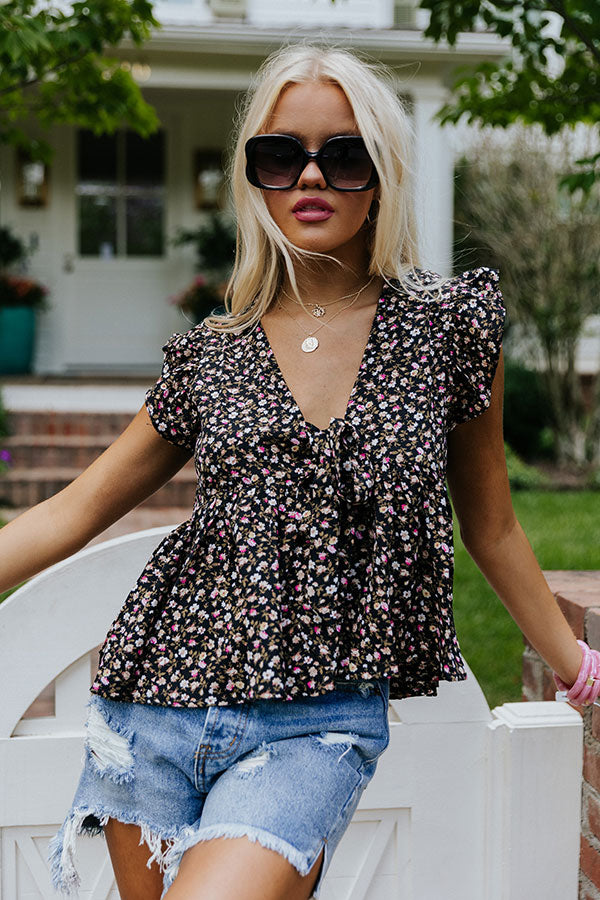 Brand New Look Floral Babydoll Top In Black Image - 3