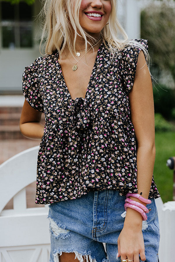 Brand New Look Floral Babydoll Top In Black Image - 4