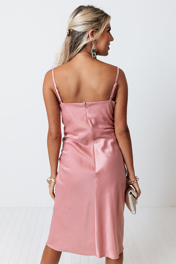 Opportunity To Wow Satin Midi In Blush Image - 4