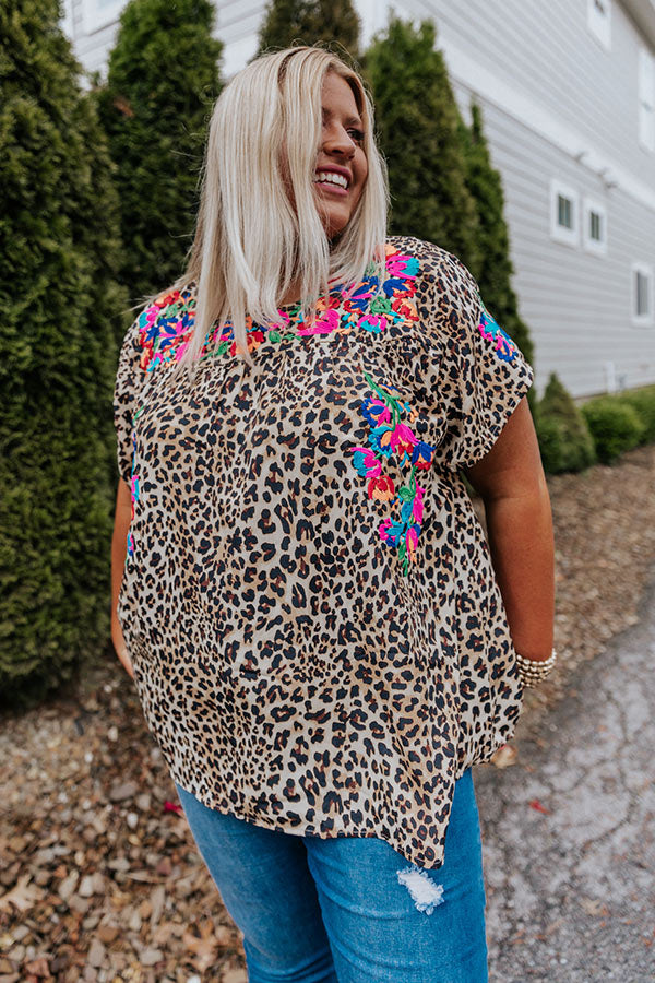 Learn To Love Embroidered Leopard Top Curves Image - 2