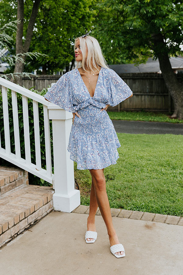 Weekend Highlight Smocked Floral Dress In Sky Blue Image - 2