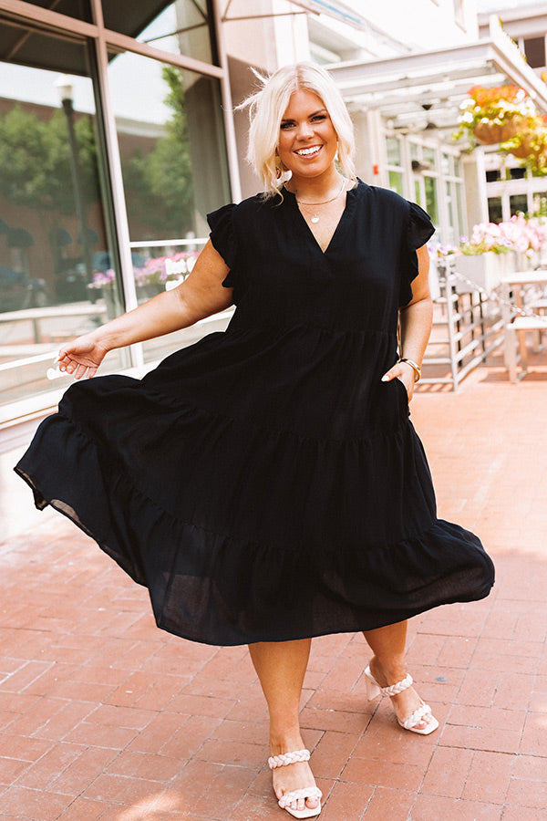 Fated For Love Midi In Black   Curves Image - 1