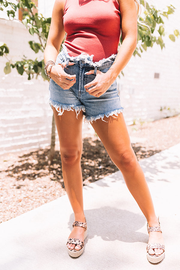 Risen The Allee High Waist Frayed Shorts Image - 2