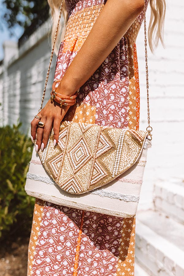 Rose And Gold Embellished Envelope Clutch Image - 1