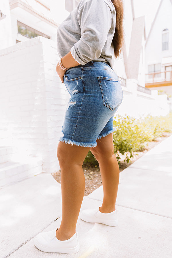 Risen The Sonya Hight Waist Distressed Shorts Curves Image - 2
